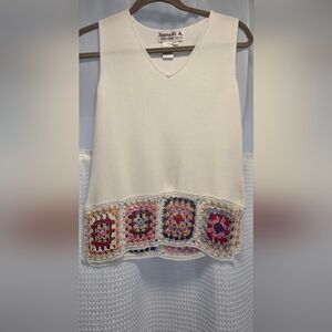 Joseph Cream Shirt with Multicolor Crochet Hem
